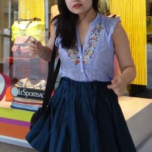 Anthropologie Lavender Embroidered Top